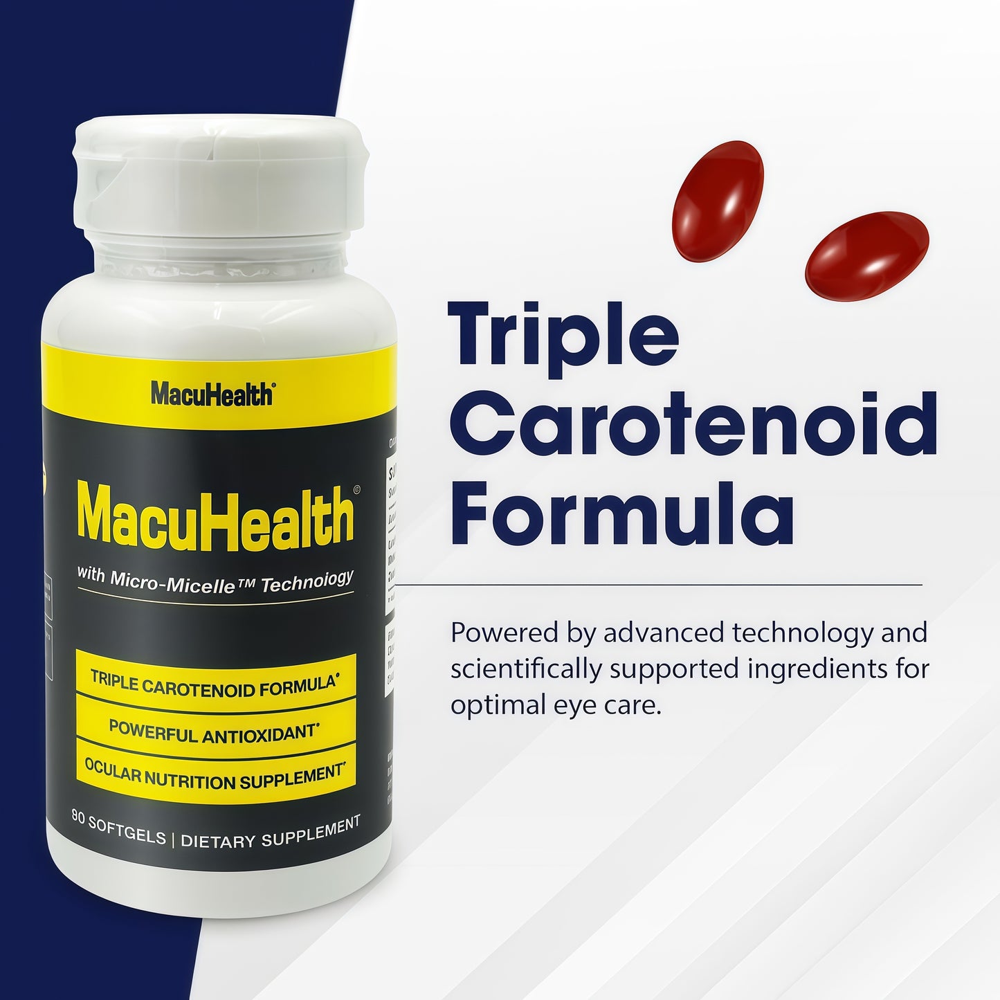 MacuHealth Triple Carotenoid Formula - EyeVitamins for Adults - 90 Softgels, 3 MonthSupply - Advanced Eye Support & Health EyeFormula