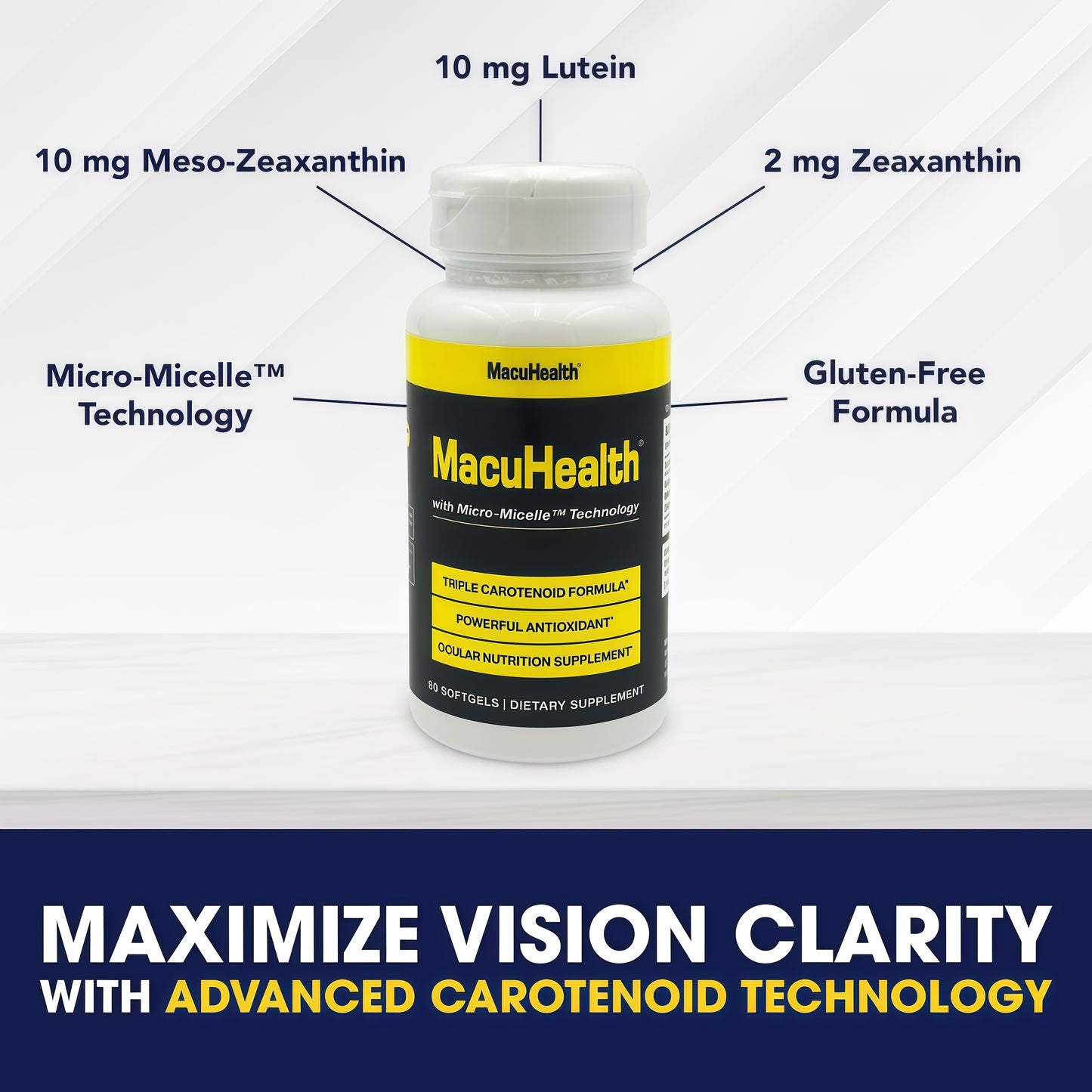 MacuHealth Triple Carotenoid Formula - EyeVitamins for Adults - 90 Softgels, 3 MonthSupply - Advanced Eye Support & Health EyeFormula