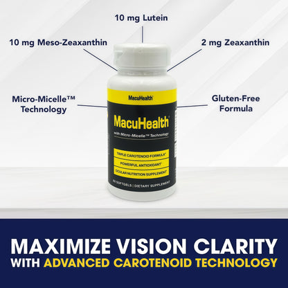 MacuHealth Triple Carotenoid Formula - EyeVitamins for Adults - 90 Softgels, 3 MonthSupply - Advanced Eye Support & Health EyeFormula